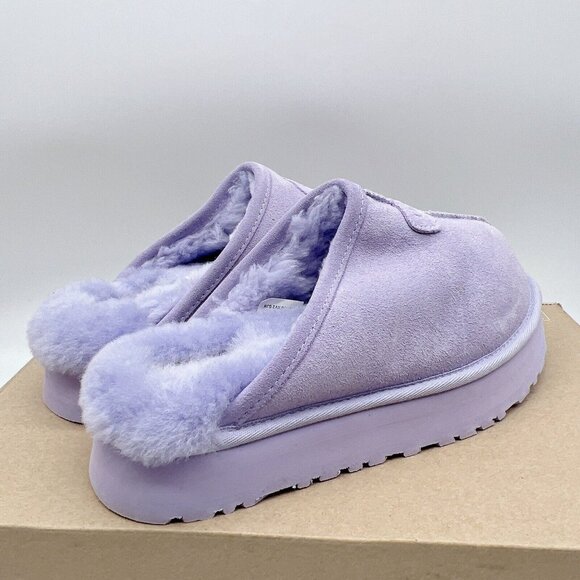 UGG Disquette Genuine Shearling Platform Fur Slide Slipper Sage Blossom Wms US 7 - Picture 7 of 13